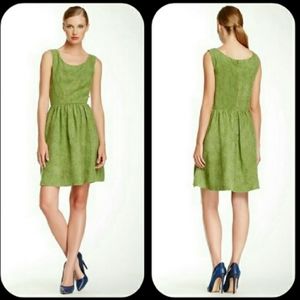 Betsey Johnson Green Faux Suede Laser Cut Skater Dress